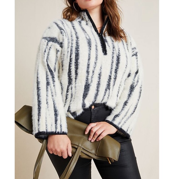 NWT soft anthro eyelash sweater half zip pullover - Picture 6 of 7